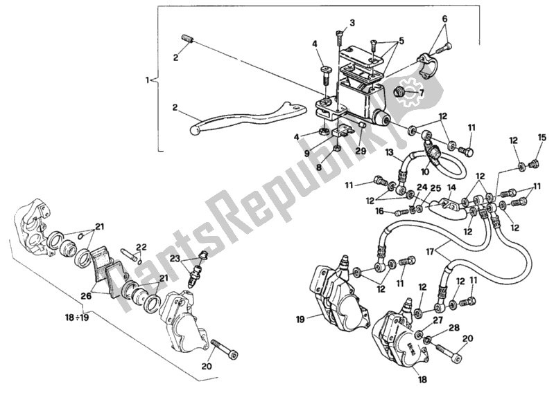 Todas as partes de Sistema De Freio Dianteiro My91 do Ducati Paso 907 I. E. 1991